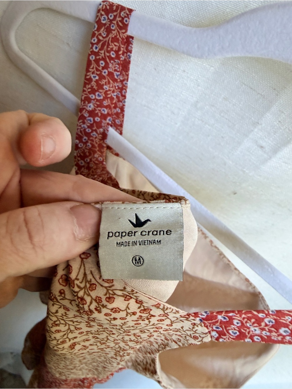 Paper Crane Rust Cream Floral Patchwork Peplum Tank Top M - Picture 3 of 5